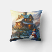 懐かしいクリスマス雪だるま | ヴィンテージコテージ クッション (裏面)