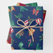 懐かしいクリスマス・テディ・ベアーズバウブルホリー弓 ラッピングペーパーシート (インサイチュ)