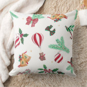 懐かしいクリスマス・テディ・ベアーズバウブルホワイト クッション (ブランケット)