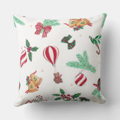 懐かしいクリスマス・テディ・ベアーズバウブルホワイト クッション (裏面)