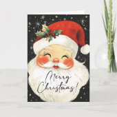 懐かしいサンタかわいいメリークリスマスパーソナライズされた シーズンカード (正面)
