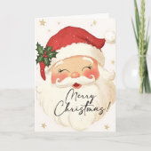 懐かしいサンタクロース楽しいクリスマスパーソナライズされた シーズンカード (正面)