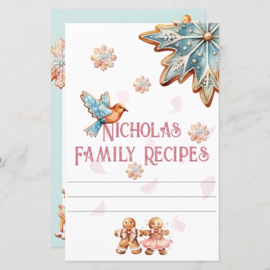 懐かしいジンジャーブレッドファミリーレシピブックネームプレート (正面/裏面)
