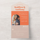 懐かしいチャーム結婚レトロの写真 オールインワン招待状 (内側)