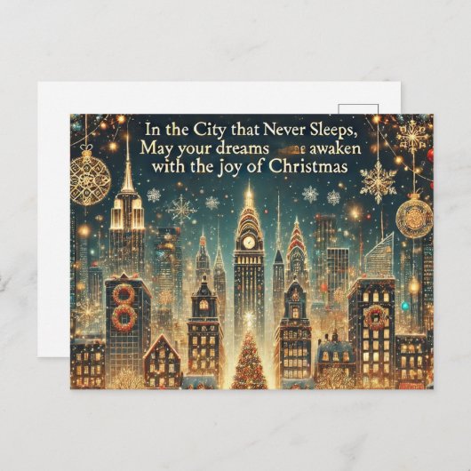 懐かしいニューヨーククリスマス – 象徴的な休日 シーズンポストカード (正面/裏面)