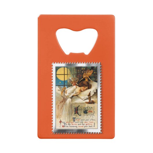 懐かしいハロウィンスランバーゴブリンと妖精 クレジットカード栓抜き (正面)