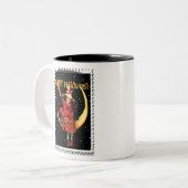 懐かしいハロウィーンいい魔女と猫 ツートーンマグカップ (正面左)