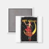 懐かしいハロウィーンいい魔女と猫 マグネット (正面/裏面)