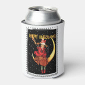 懐かしいハロウィーンいい魔女と猫 缶クーラー (缶正面)