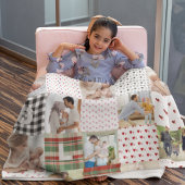 懐かしいパッチワークの思い出：キルトパターン写真 フリースブランケット