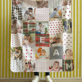 懐かしいパッチワークの思い出：キルトパターン写真 フリースブランケット