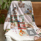 懐かしいパッチワークの思い出：キルトパターン写真 フリースブランケット