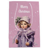 懐かしいパープルの完璧な女の子メリークリスマス ミディアムペーパーバッグ (正面)
