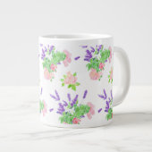 懐かしいピンクのバラ、モックオレンジの花、ラヴェンド ジャンボコーヒーマグカップ (正面右)