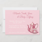 懐かしいピンク茶のパーティーsipと参照ベビーシャワー 招待状 (裏面)