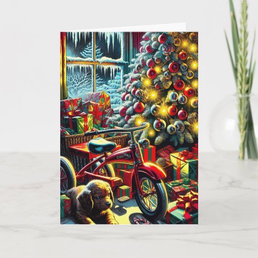 懐かしいファッションドクリスマスモーニング シーズンカード (正面)