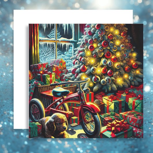 懐かしいファッションドクリスマスモーニング シーズンカード