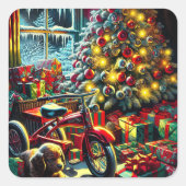 懐かしいファッションドクリスマスモーニング スクエアシール (正面)