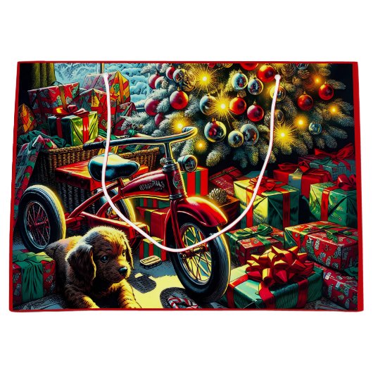 懐かしいファッションドクリスマスモーニング ラージペーパーバッグ (正面)