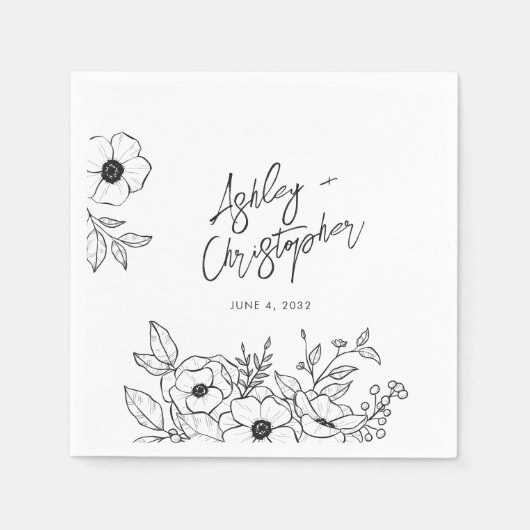 懐かしいフローラ植物性ホワイト結婚ズカクテル スタンダードカクテルナプキン (正面)