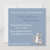 懐かしいブルーティータイムシップと赤ちゃんシャワーを参照 招待状 (裏面)