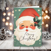 懐かしいメリークリスマスかわいいサンタパーソナライズされた シーズンカード