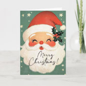 懐かしいメリークリスマスかわいいサンタパーソナライズされた シーズンカード (正面)