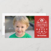 懐かしいメリークリスマスレッドタイポグラフィ シーズンカード (正面/裏面)