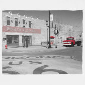 懐かしいルート66マザーロードウィンスローアリゾナ フリースブランケット (正面(横))