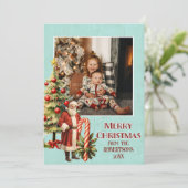 懐かしいレトロサンタクロースメリークリスマスフォト シーズンカード (スタンド正面)