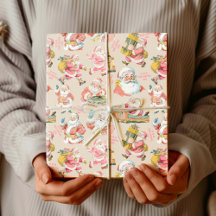 懐かしいレトロサンタクロース – ピンクのクリスマス