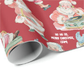 懐かしいレトロサンタクロース – 赤のクリスマス ラッピングペーパー (ロールコーナー)