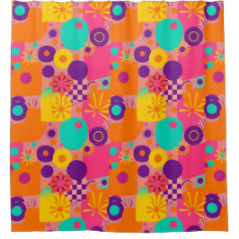 懐かしいレトロシャワーカーテン – Groovy Vibs シャワーカーテン