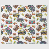 懐かしいレトロボックスとカセットテープ ラッピングペーパー (フラット)