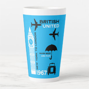 懐かしいレトロ航空ポスター カフェラテマグ