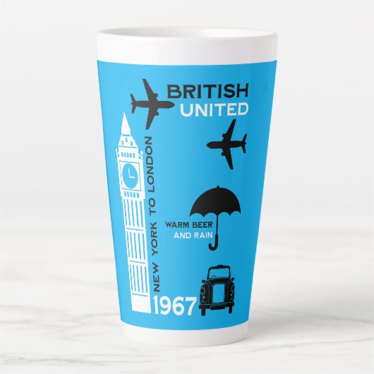 懐かしいレトロ航空ポスター カフェラテマグ (正面)