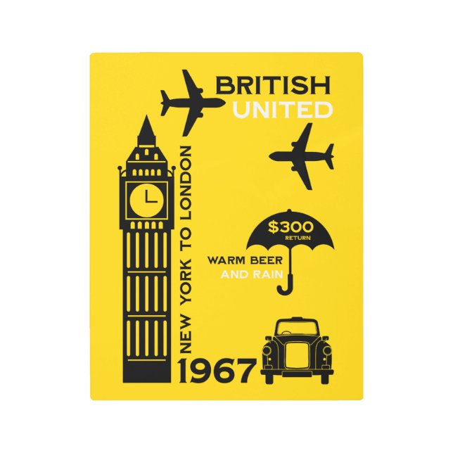 懐かしいレトロ航空ポスター メタルプリント (正面)