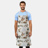 懐かしいヴィンテージのクリスマスバードと挨拶 エプロン (着用した状態)