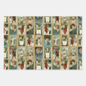 懐かしいヴィンテージクリスマスカードコラージュ ラッピングペーパーシート (正面2)