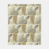 懐かしいヴィンテージサイクリストと自転車広告コラージュ フリースブランケット (正面)