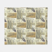 懐かしいヴィンテージサイクリストと自転車広告コラージュ フリースブランケット (正面(横))