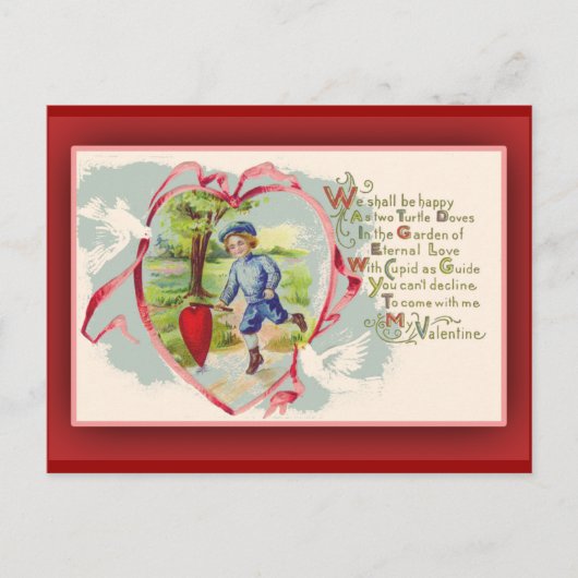 懐かしいヴィンテージバレンタインカード シーズンポストカード (正面)