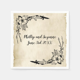 懐かしいヴィンテージフローラ結婚の形見 スタンダードカクテルナプキン