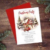 懐かしいヴィンテージレッドトラッククリスマスパーティー 招待状