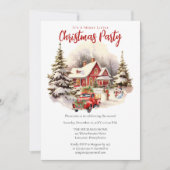 懐かしいヴィンテージレッドトラッククリスマスパーティー 招待状 (正面)