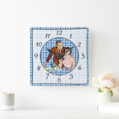 懐かしいヴィンテージレトロカップルのキッチンクロック スクエア壁時計 (ホーム)