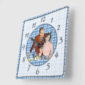 懐かしいヴィンテージレトロカップルのキッチンクロック スクエア壁時計 (傾斜)