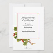 懐かしいヴィンテージ冬のシーンとクリスマスホリー シーズンカード (裏面)