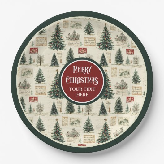 懐かしいヴィンテージ紙プレートと名前をカスタムする ペーパープレート (正面)