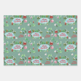 懐かしい冬の村クリスマス ラッピングペーパーシート